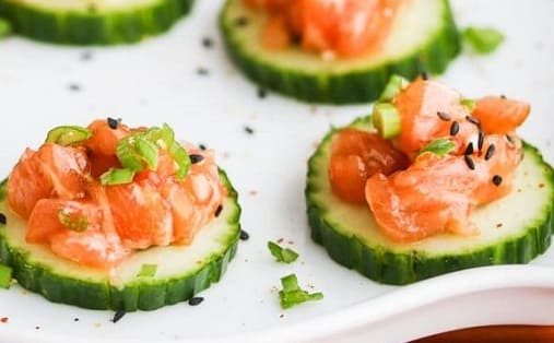 Spicy Tuna Tartare on Cucumber Rounds