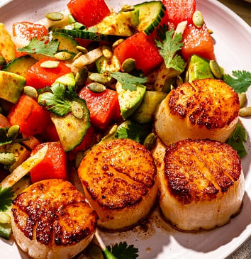 Seared Scallops with Watermelon Salsa