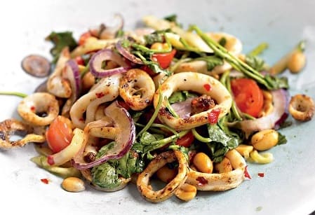 Grilled Squid Salad with Chili-Lime Dressing